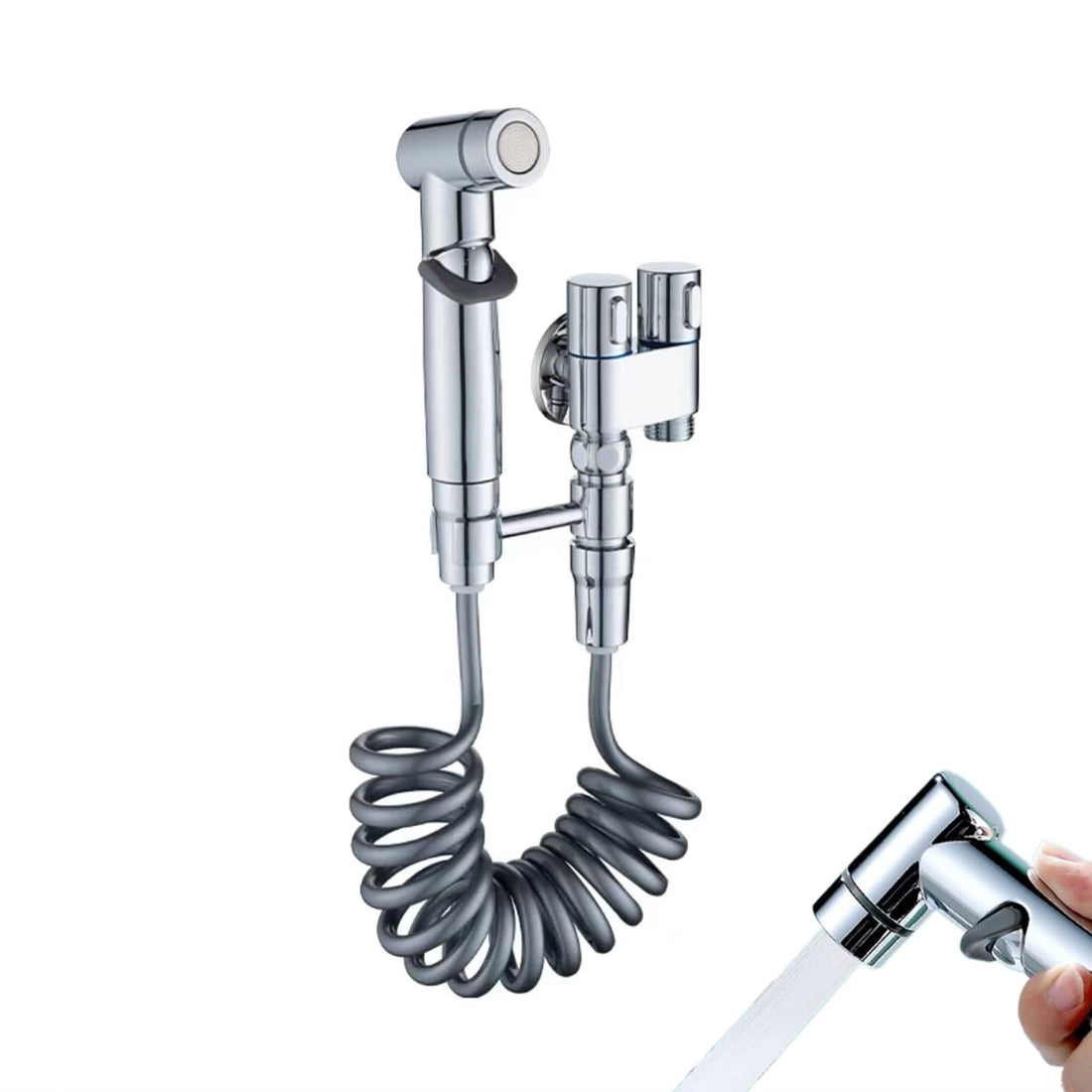 AuriJet rostfritt stål bidetsprayer – toalett-dusch med tryckreglering &amp; ergonomiskt handtag