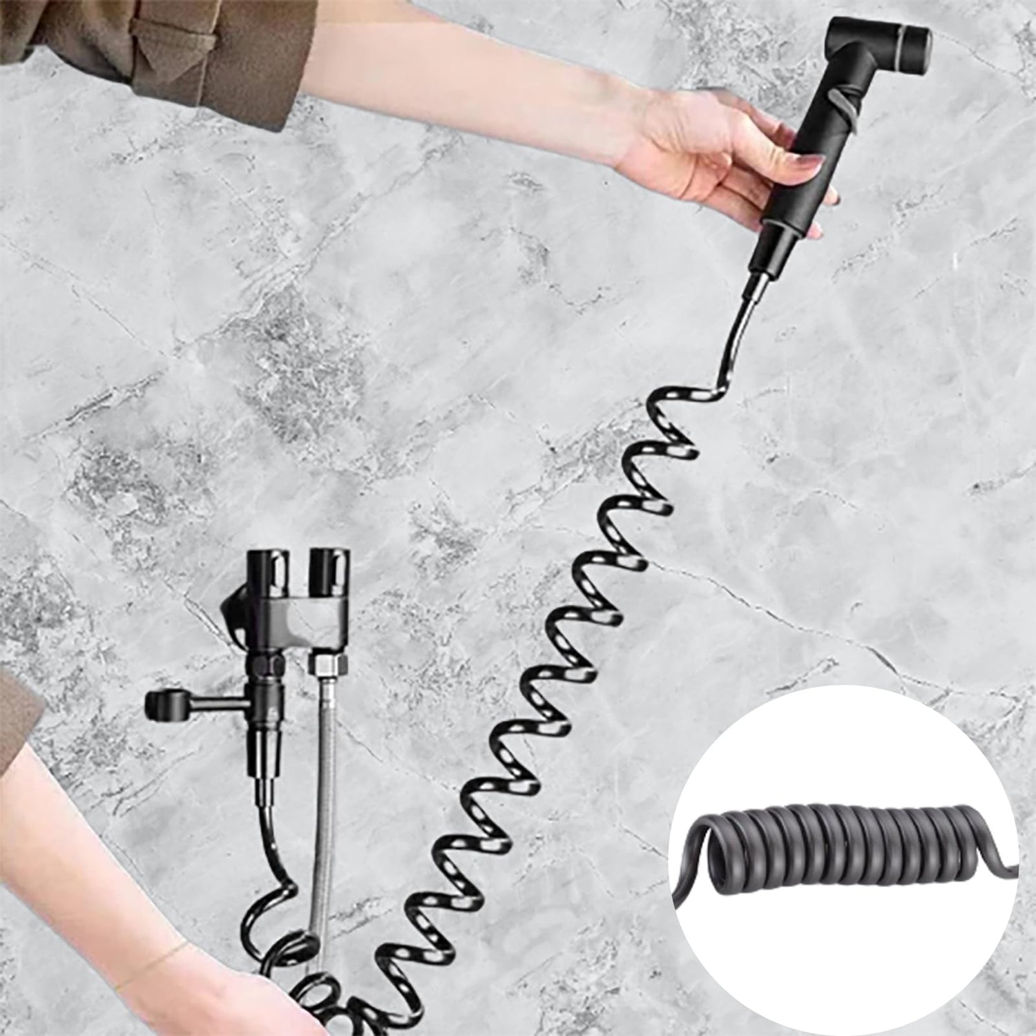 AuriJet rostfritt stål bidetsprayer – toalett-dusch med tryckreglering &amp; ergonomiskt handtag