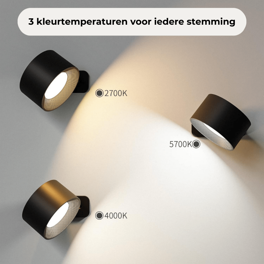 FlexiBeam - Trådlös uppladdningsbar 360° vägglampa