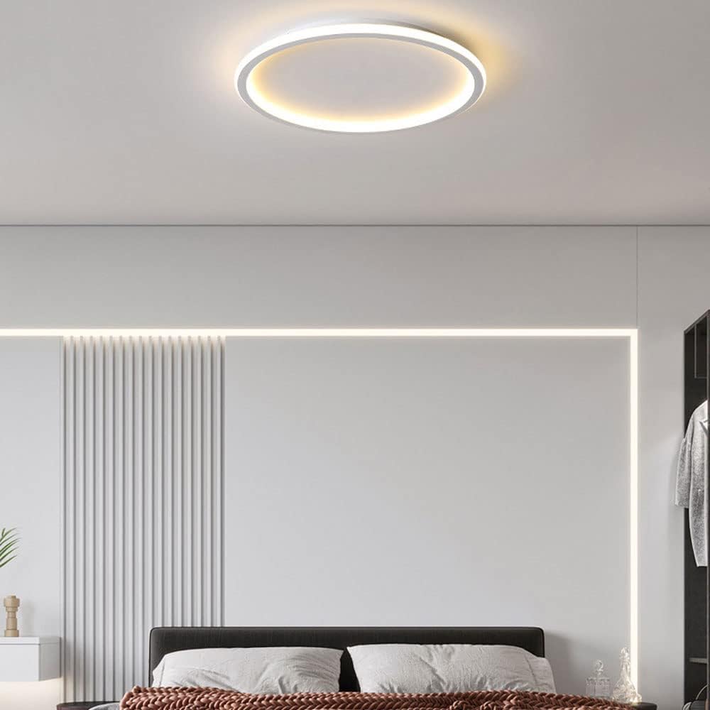 Ultra-tunn modern taklampa | Flush Mount LED för låga tak | Rund &amp; dimbar