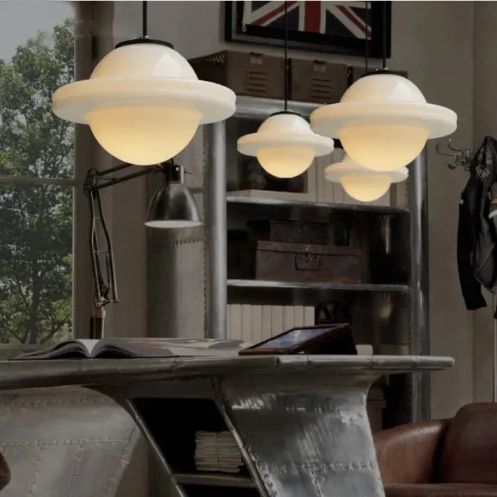 Lunara | Geometrisk mjölkglas pendellampa i vitt