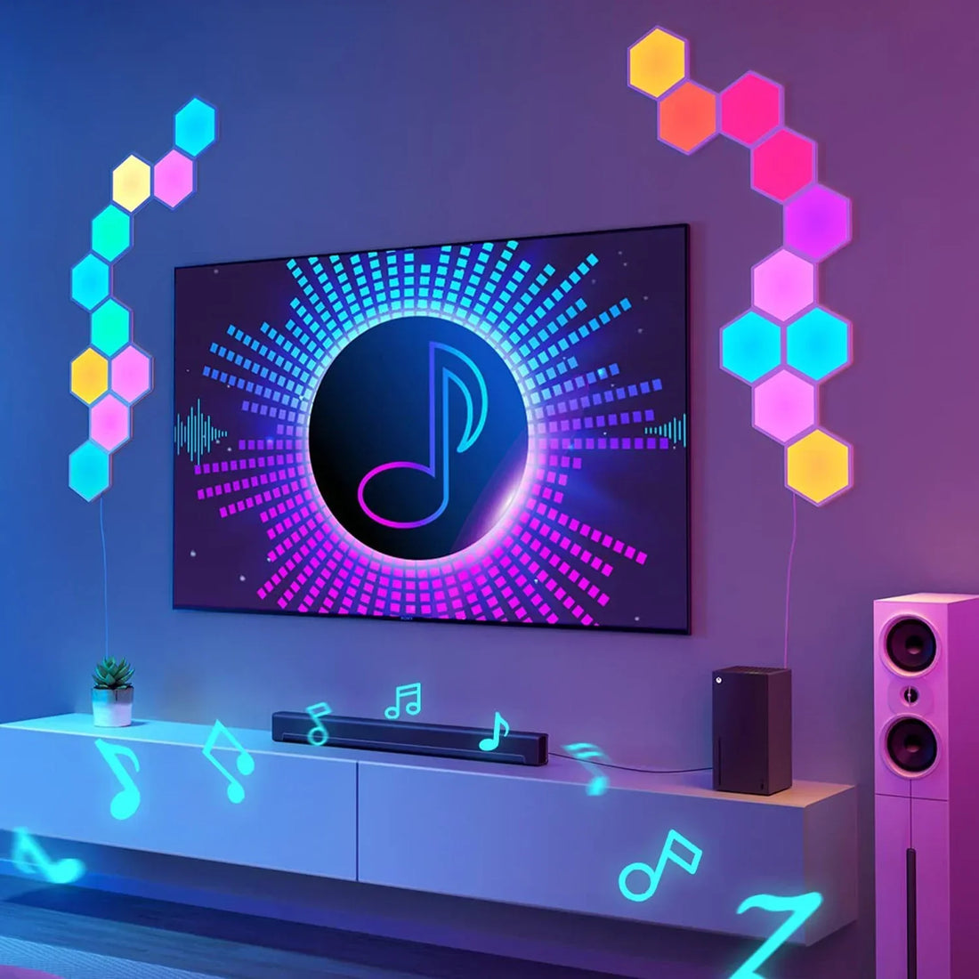 Lunexa Hexa | Moduler LED-väggpaneler med touch- och färgkontroll