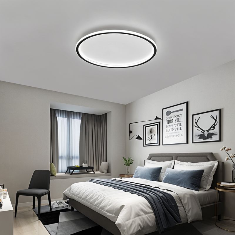 Ultra-tunn modern taklampa | Flush Mount LED för låga tak | Rund & dimbar