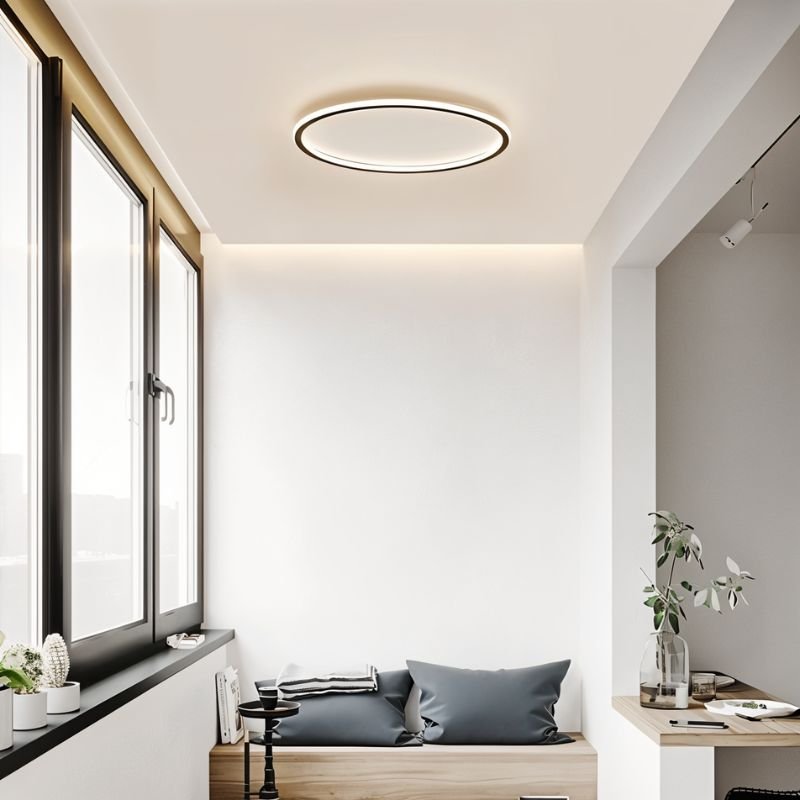 Ultra-tunn modern taklampa | Flush Mount LED för låga tak | Rund &amp; dimbar
