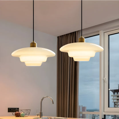 AuraBeam Light – Minimalistisk elfenbensfärgad LED-hänglampa i glas