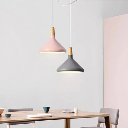 Nordisk Macaron Pendant Light | Trä Accent | Minimalistisk Charm | D7.09&quot;-15.35&quot; | Brick by Brick