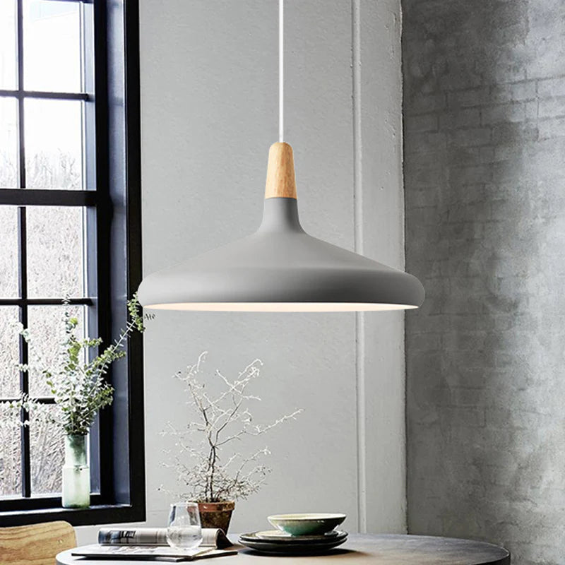 Nordisk Macaron Pendant Light | Trä Accent | Minimalistisk Charm | D7.09&quot;-15.35&quot; | Brick by Brick