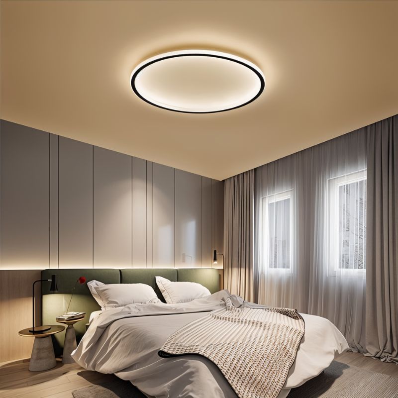 Ultra-tunn modern taklampa | Flush Mount LED för låga tak | Rund &amp; dimbar