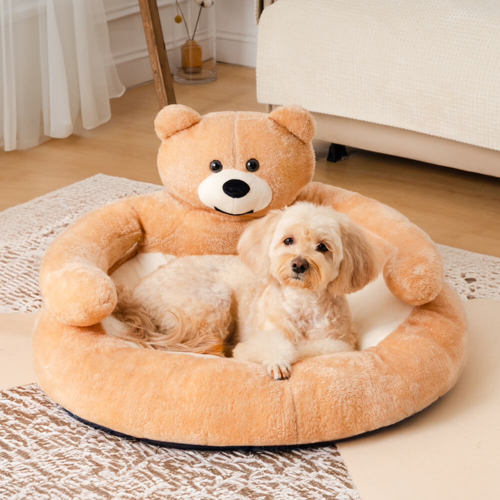 Pet Bed Plush Bear Cuddle-Style Nest