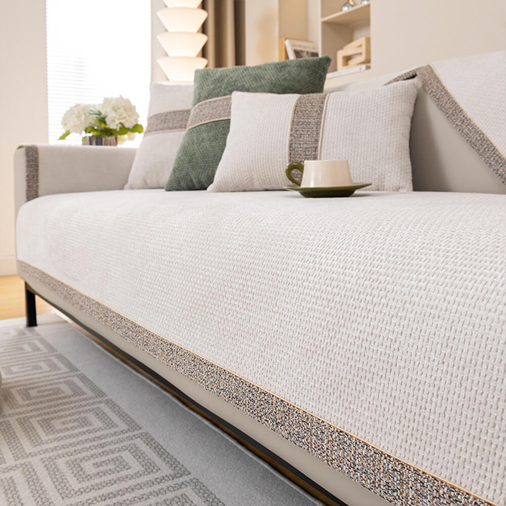 Hela säsongen Modern Tweed Vävd Chenille Anti-Halk Täcke