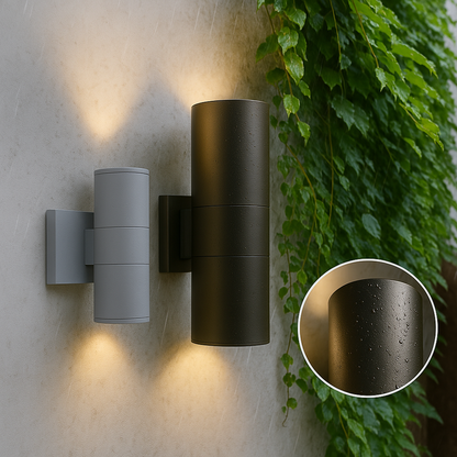 Utomhusvägglampa med svart aluminiumfinish