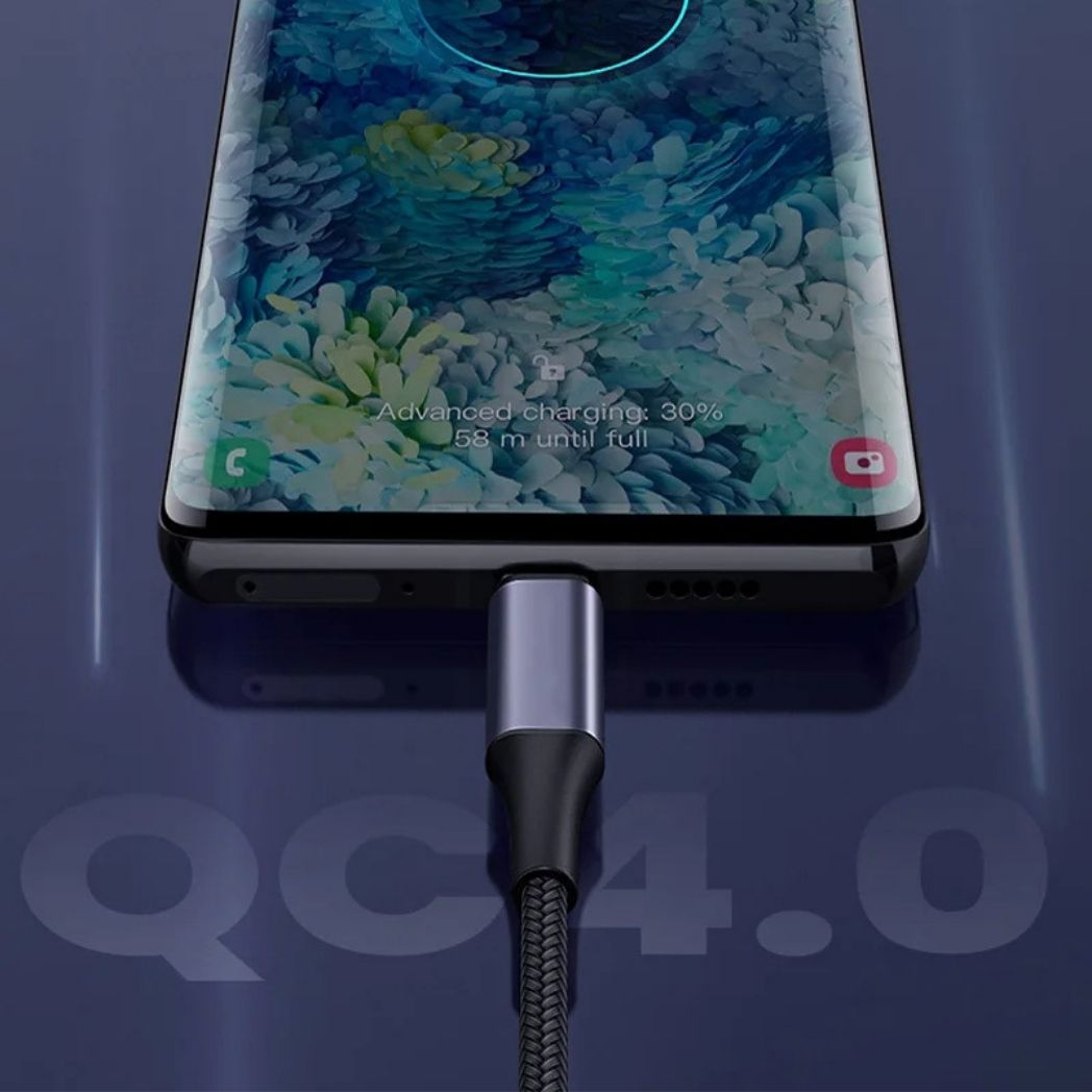 USB C Kabel Snabbladdning Flätad Sladd