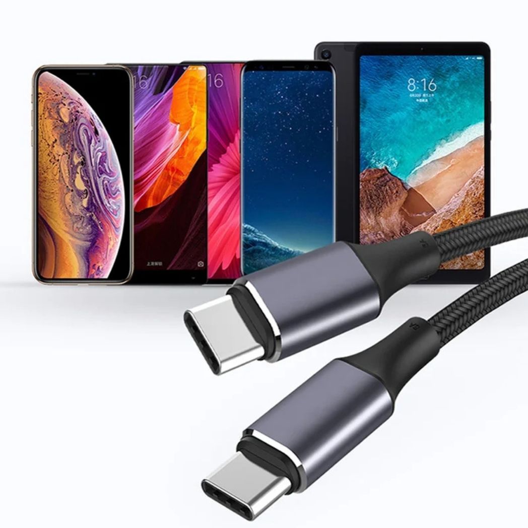 USB C Kabel Snabbladdning Flätad Sladd