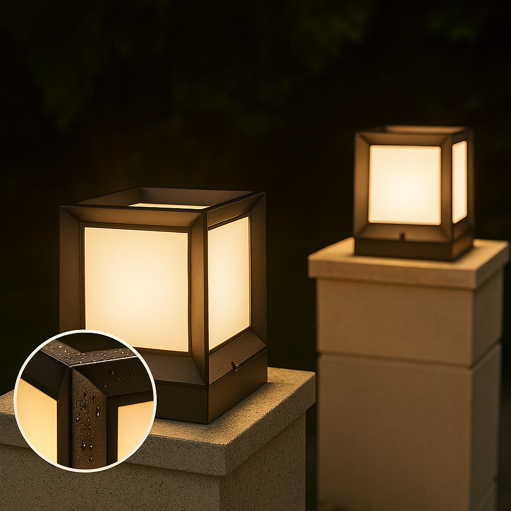 Utomhuspostlampa med modern svart ram