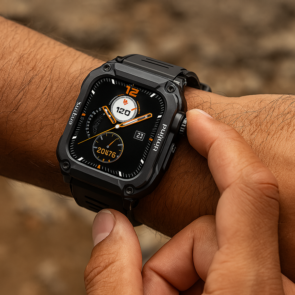 Smartwatch Robust Utomhus Träningsspårare Svart