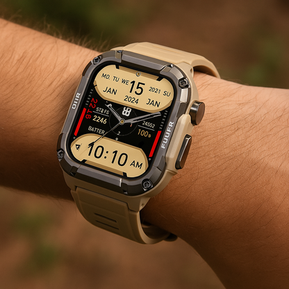 Smartwatch Robust Utomhus Träningsspårare Svart