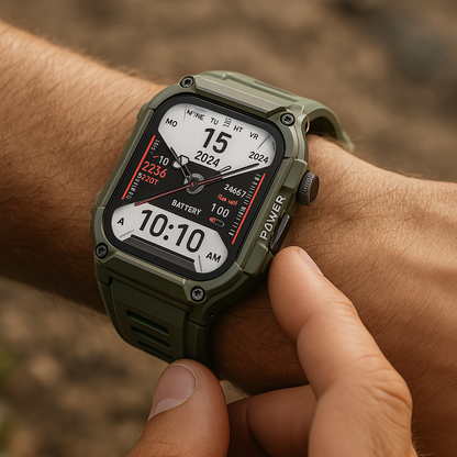 Smartwatch Robust Utomhus Träningsspårare Svart