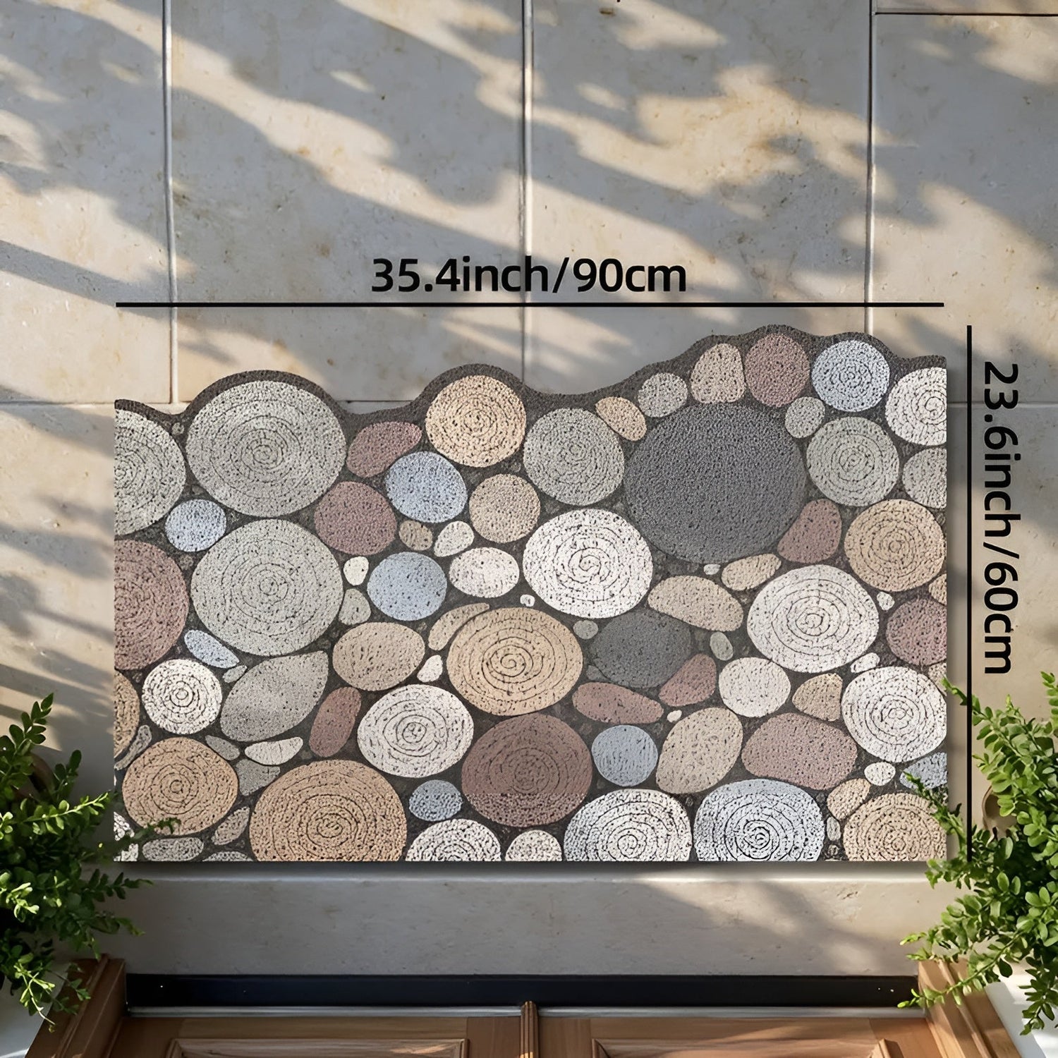 Dörrmatta med trä- och grusmönster – Halkfri &amp; Lättskött | För inomhus- och utomhusbruk