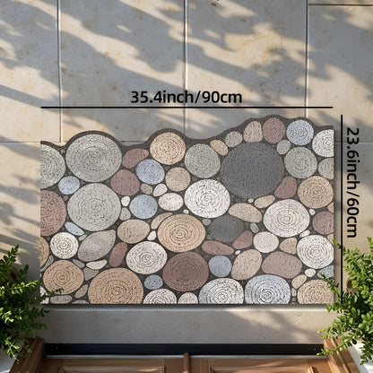 Dörrmatta med trä- och grusmönster – Halkfri &amp; Lättskött | För inomhus- och utomhusbruk