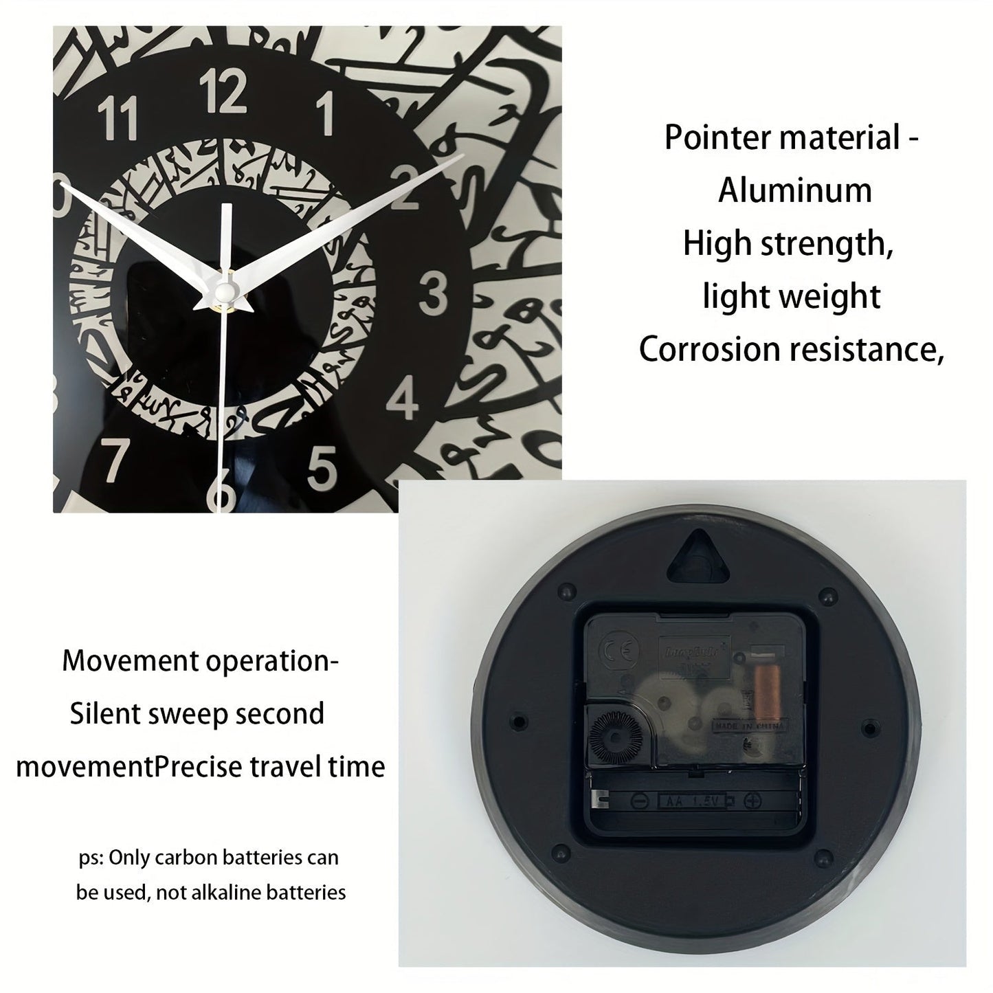 FaithTime - Islamisk Väggklocka av Härdat Glas, Tyst Rund Dekoration