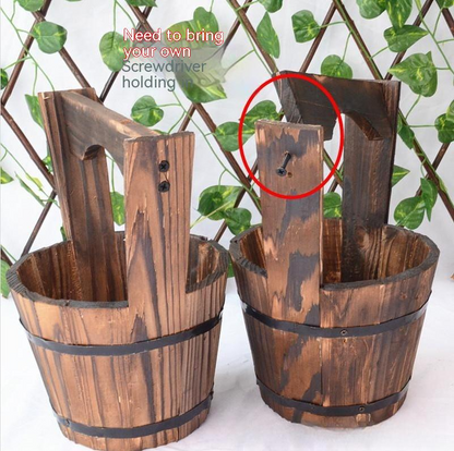 Träby Eimer Planter i fat-design för trädgård och terrass – Dekorativa blomkrukor av trä