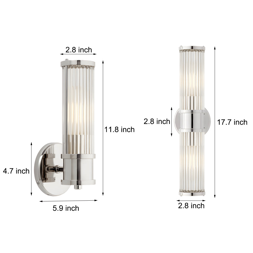 1/2-Lights Modern Vägglampa med Cylindrisk Glas