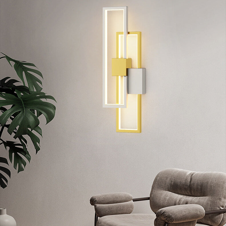 Minimalistisk fyrkantig LED-vägglampa med ram av järn och silikon