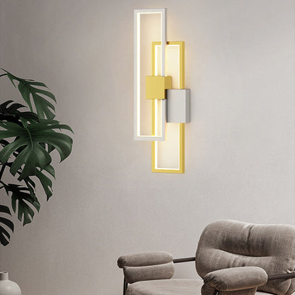 Minimalistisk fyrkantig LED-vägglampa med ram av järn och silikon