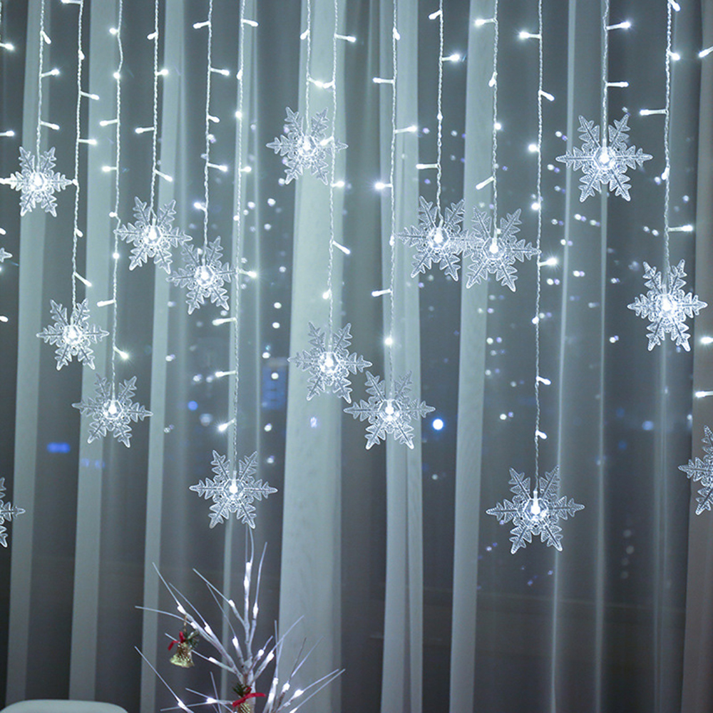 LED ljusslinga med snöflingor – Färgglada dekorationljus för jul och festdekoration
