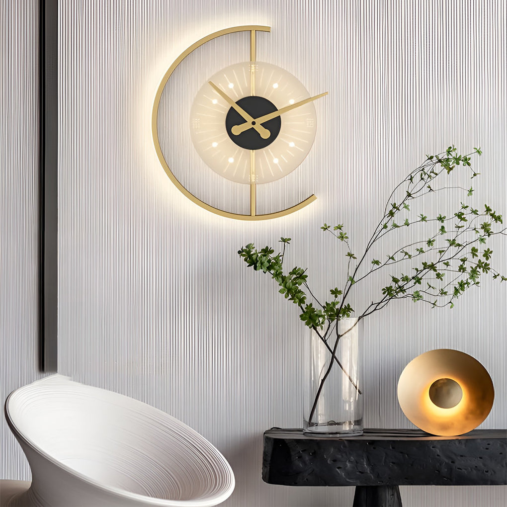 Väggklocka | Led-ljus | Tyst rörelse | Ambient glöd | Kreativ modern design