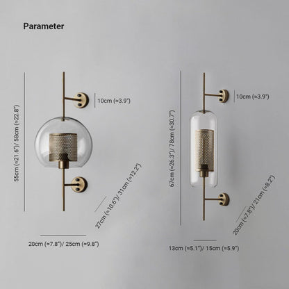 Oneal Industriell LED Vägglampa - Silver/Guld - Inomhus - Metall/Glas