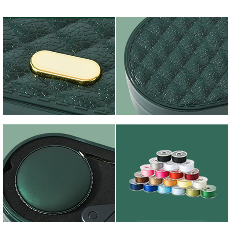 Carvallo Nähset i dubbel-etui | 20 färgglada spolar &amp; läder-måttband | Kompakt &amp; organiserat | 19,5×8,5×3,8 cm
