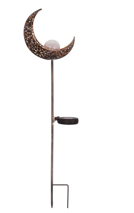 Solar trädgårdslampa i metall - Vattentät LED-design i måne-, låga-, sol- eller stjärnform