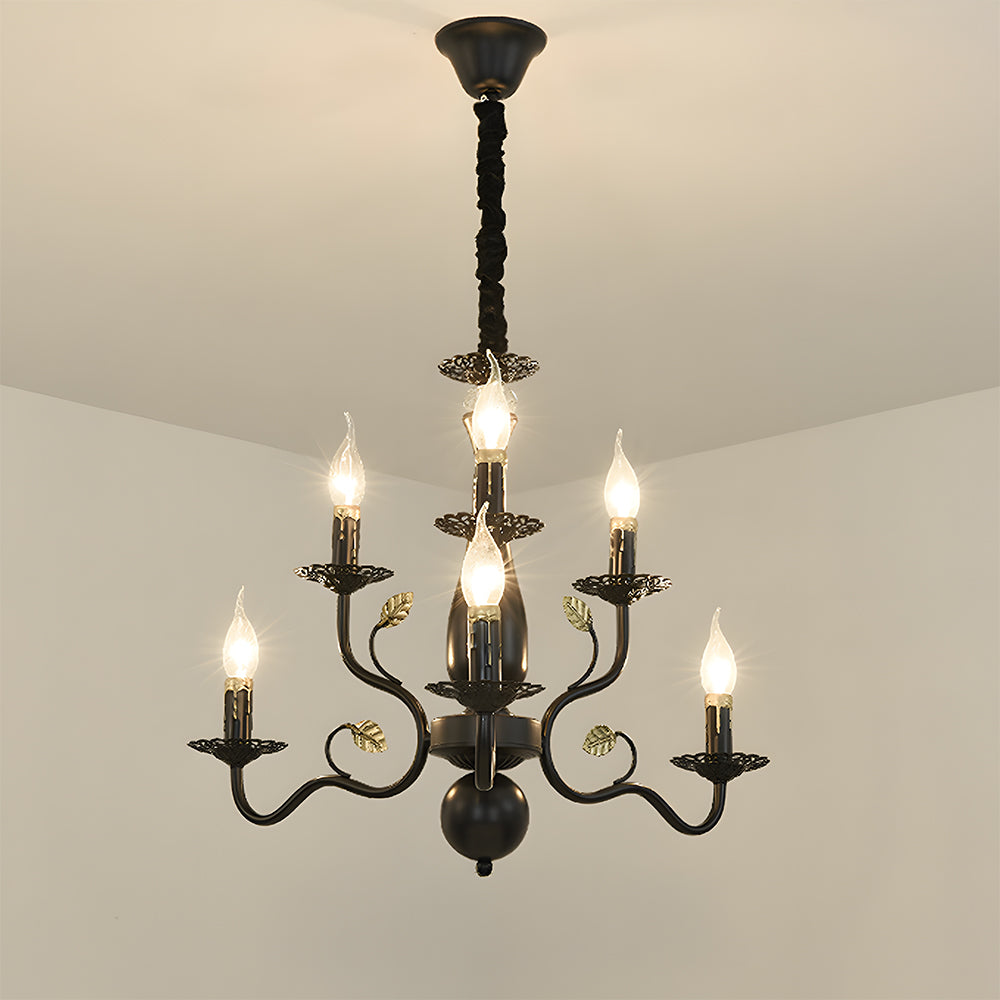 Flemish Style Farmhouse Chandelier | Rustic Iron | Vintage Pendant Fixture | 6/12/16 Lights | Brick by Brick