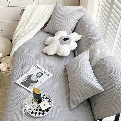 Minimalist All-Season Solid Cotton Geometric Sofföverdrag