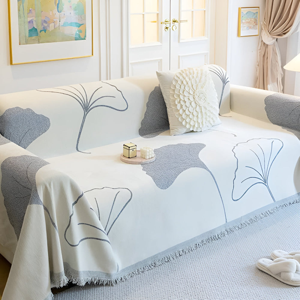 Pastoralstil Ginkgo Leaf Sofakuddöverdrag