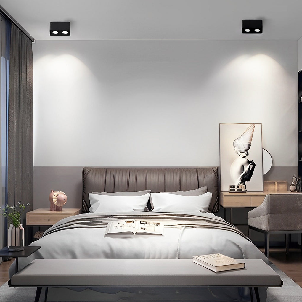 FlexiSquare - Dimbart LED Takrosettlampa med Justerbar Fyrkantig Lampfot