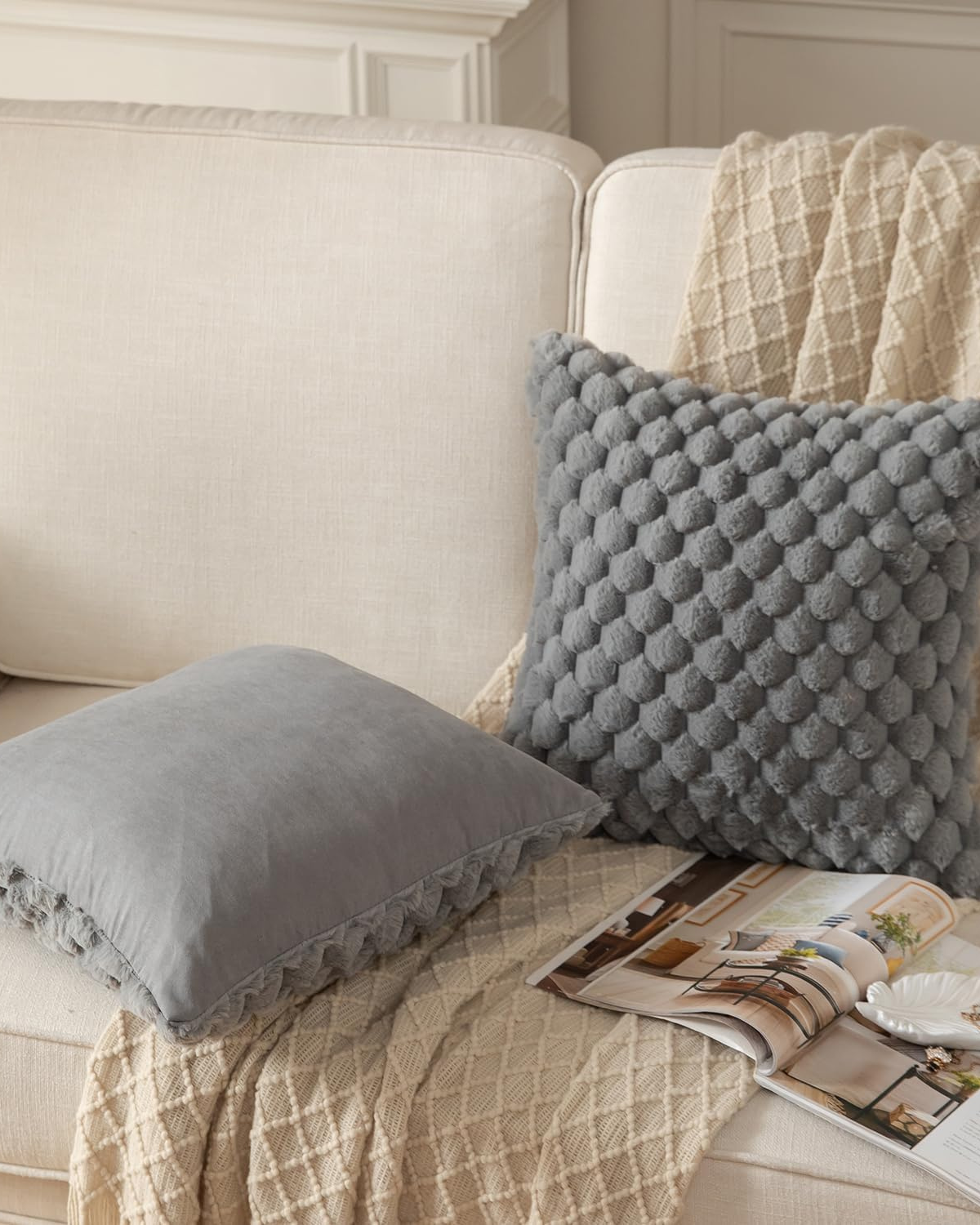 Carvallo – Lyxig Plysch Dekorativ Kudde med Lush Textur för Elegant Komfort