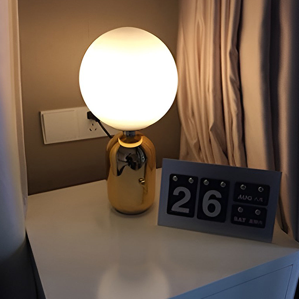 1-Ljus Handblåst Aballs Bordslampa Elektropläterad Nordisk