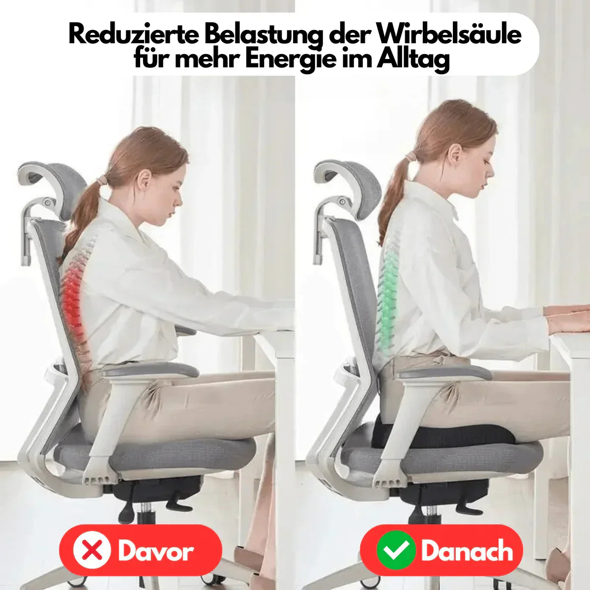 Ergonomisk 4D komfort sittkudde med ortopediskt stöd
