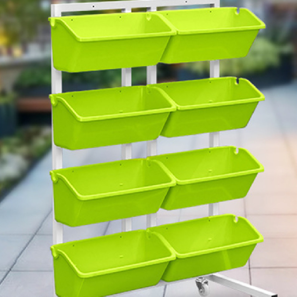 Vertikal växtlager med 8 fickor – Väggmonterad växthylla för balkong och trädgård