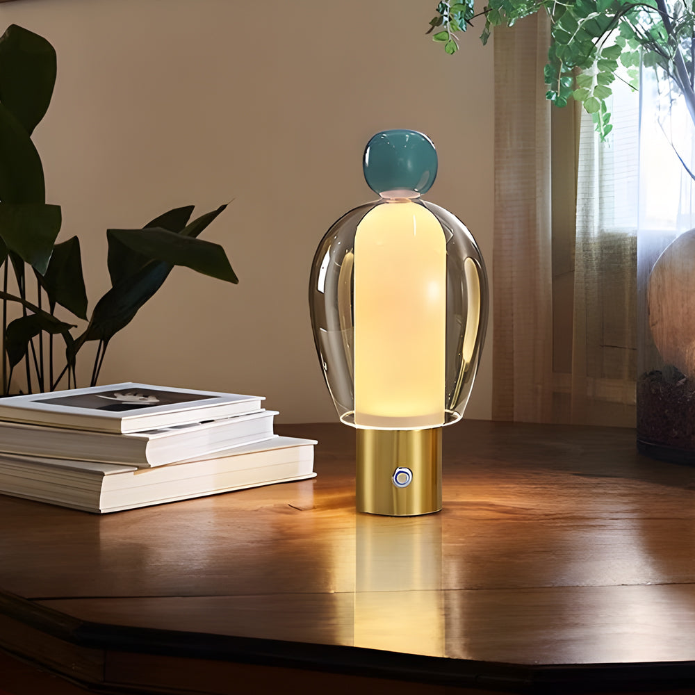 Easy Peasy - Klar glas uppladdningsbar batteri bordslampa med LED steglös dimning