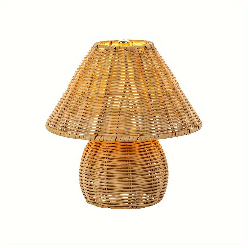 Art Deco Hantverkad Bambus Skrivbordslampa Pagoda Skärm USB Drivna Bordslampa