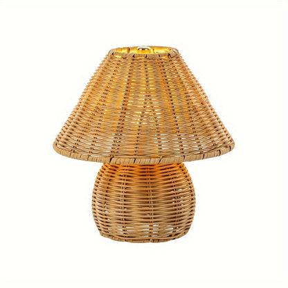 Art Deco Hantverkad Bambus Skrivbordslampa Pagoda Skärm USB Drivna Bordslampa