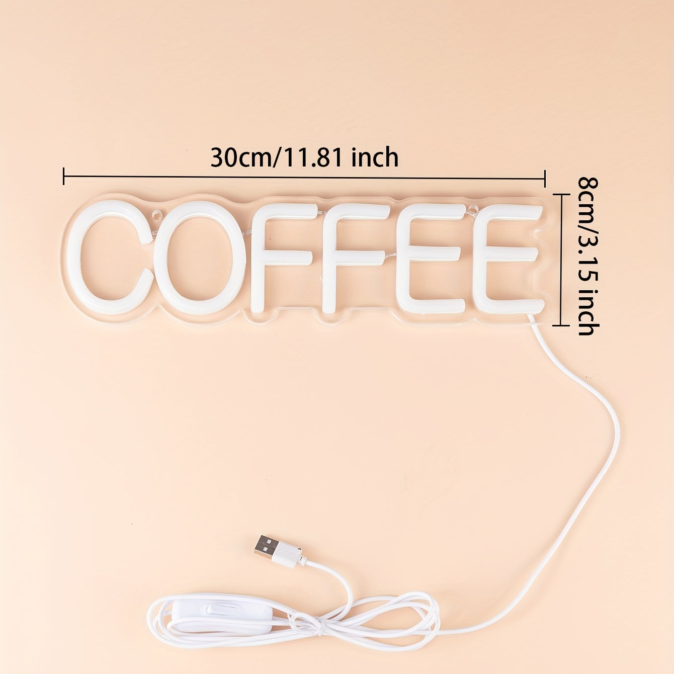 Stilfulla LED-neonskylten Kaffe