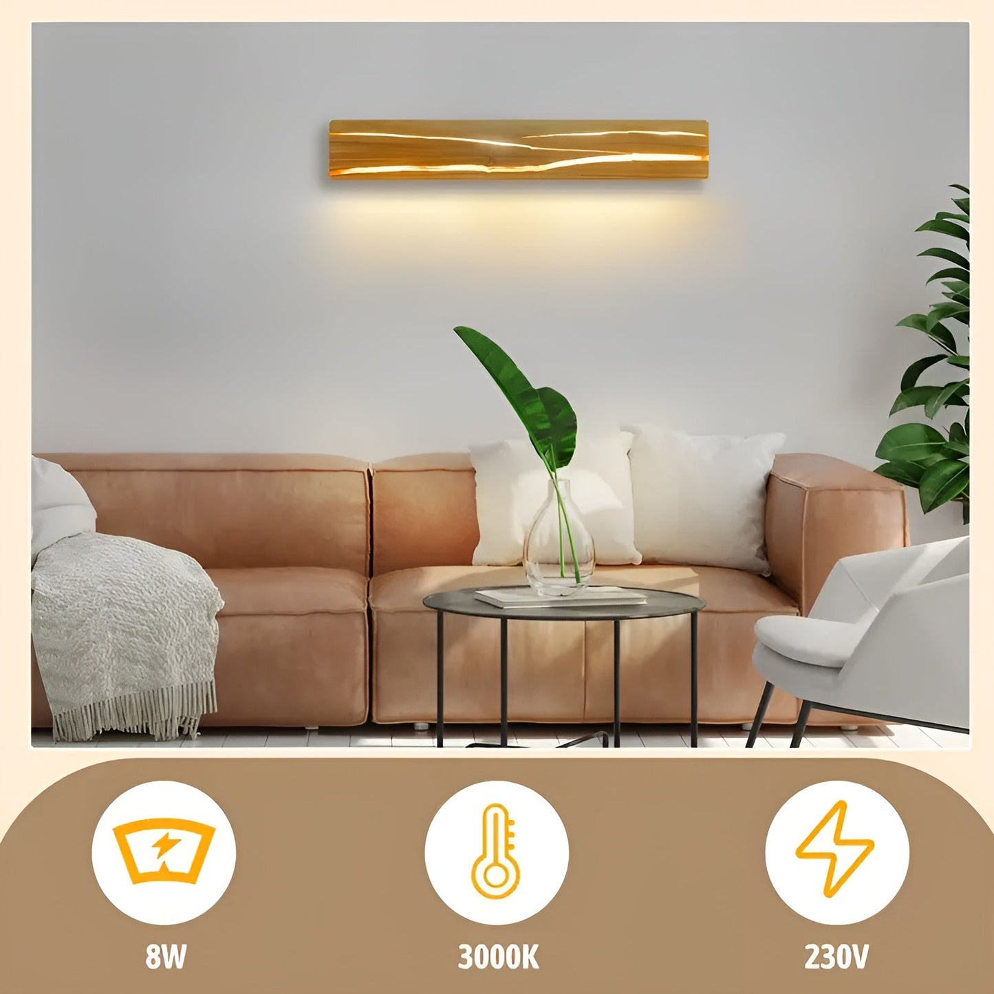 LED Vägghylla i trä – Modern design för vardagsrum och sovrum