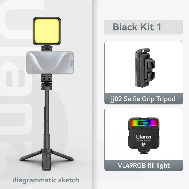 Bluetooth Selfie Stick med Stativ – 4-sektions Förlängningsbar Rotera Handtag för Stabila Skott