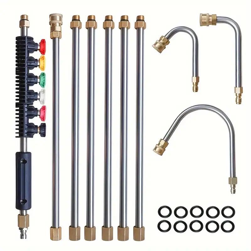 Luxora 4000 PSI Teleskopisk Högtryckstvättstång Set för Ränna &amp; Takavlopp &amp; Väggar Rengöring