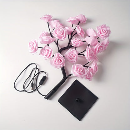 RozenLicht - LED Blomsterbordslampa med USB, Stämningsbelysning