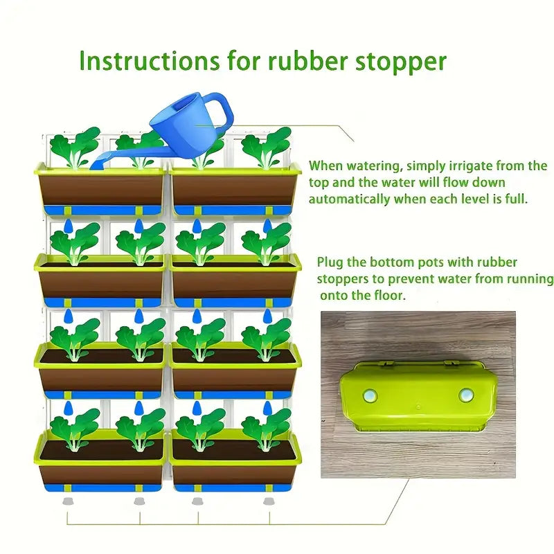 Vertikal växtlager med 8 fickor – Väggmonterad växthylla för balkong och trädgård